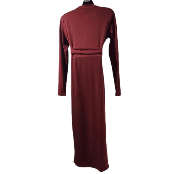 REBDOLLS - Wine Red Ribbed Mini Dress - Sz L - Picture 2 of 6